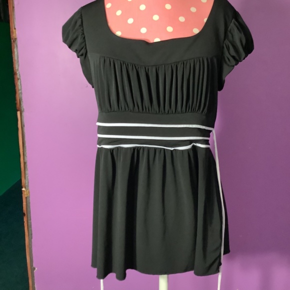 Women’s Speechless Black/white Peplum Top Size L - Picture 2 of 15